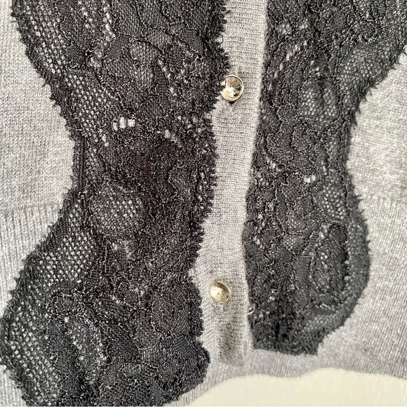 Express Grey & Black Lace Cardigan Sweater Size Small - Picture 6 of 6